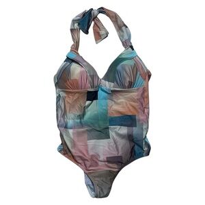 Agua De Coco By Liana Thomas Geometric One Piece Swimsuit Size Small